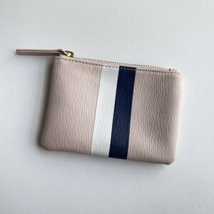 Mark & Graham Blush Mini Zip Pouch with White and Navy Stripe